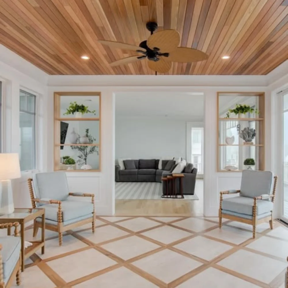 Wooden bedroom ceiling